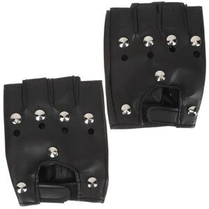 Studded Gloves - Bad Biker Fingerless Gloves - Halloween Rave Punk Rock